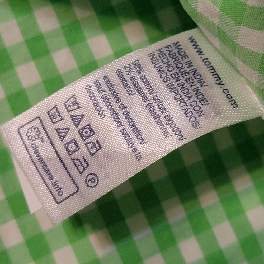 $80 NEW XL TALL GRAND ORGANIC COTTON GREEN WHITE CHECK LONG SLEEVE SHIRT NWT - Picture 5 of 13